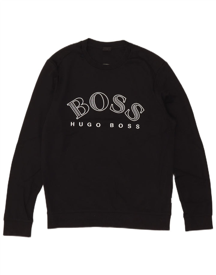 Męska bluza z grafiką Hugo Boss, duża, czarna, bawełniana