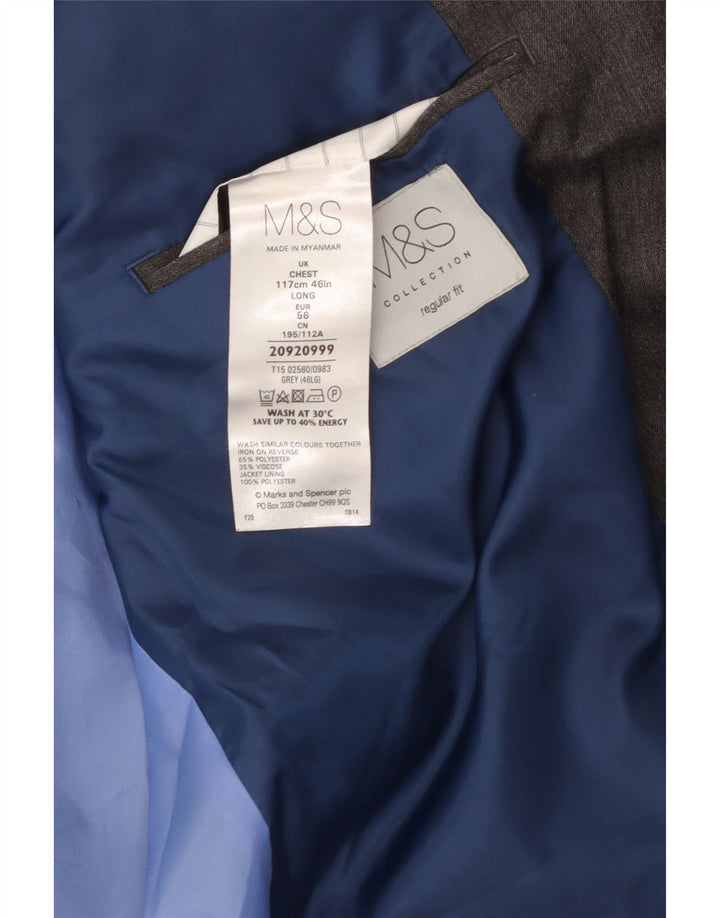 MARKS & SPENCER Męska marynarka zapinana na 2 guziki o regularnym kroju, UK 46 XL, szara