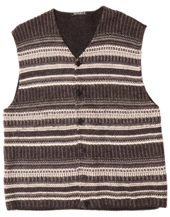 Vintage męski sweter bez rękawów, duży, szary, wełniany pasek