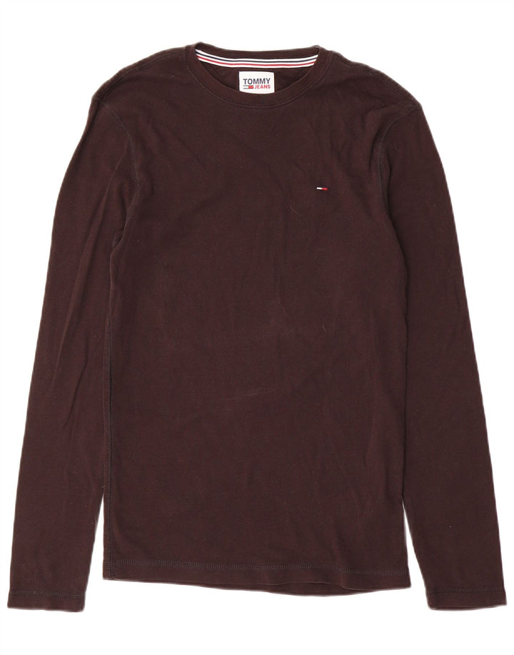 Damski top z długim rękawem Tommy Hilfiger UK 12, średniobrązowy, bawełniany