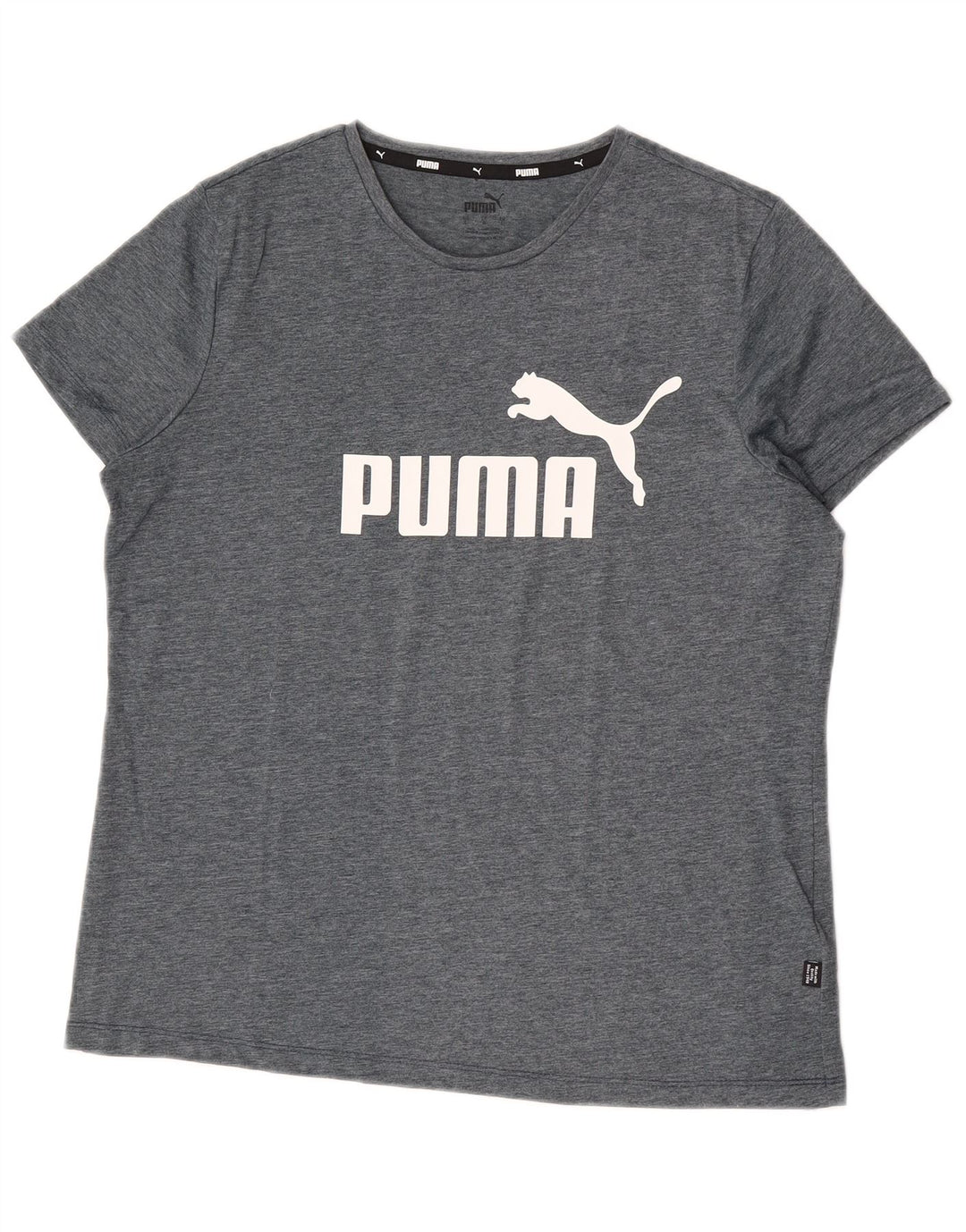 Męska koszulka z grafiką Puma, duża, szara, poliestrowa