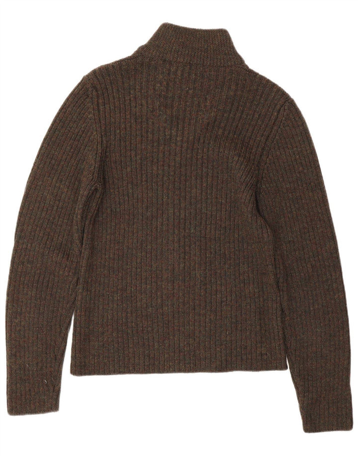 Damski sweter z zamkiem PRADA IT 48 XL, brązowa, dziewicza wełna