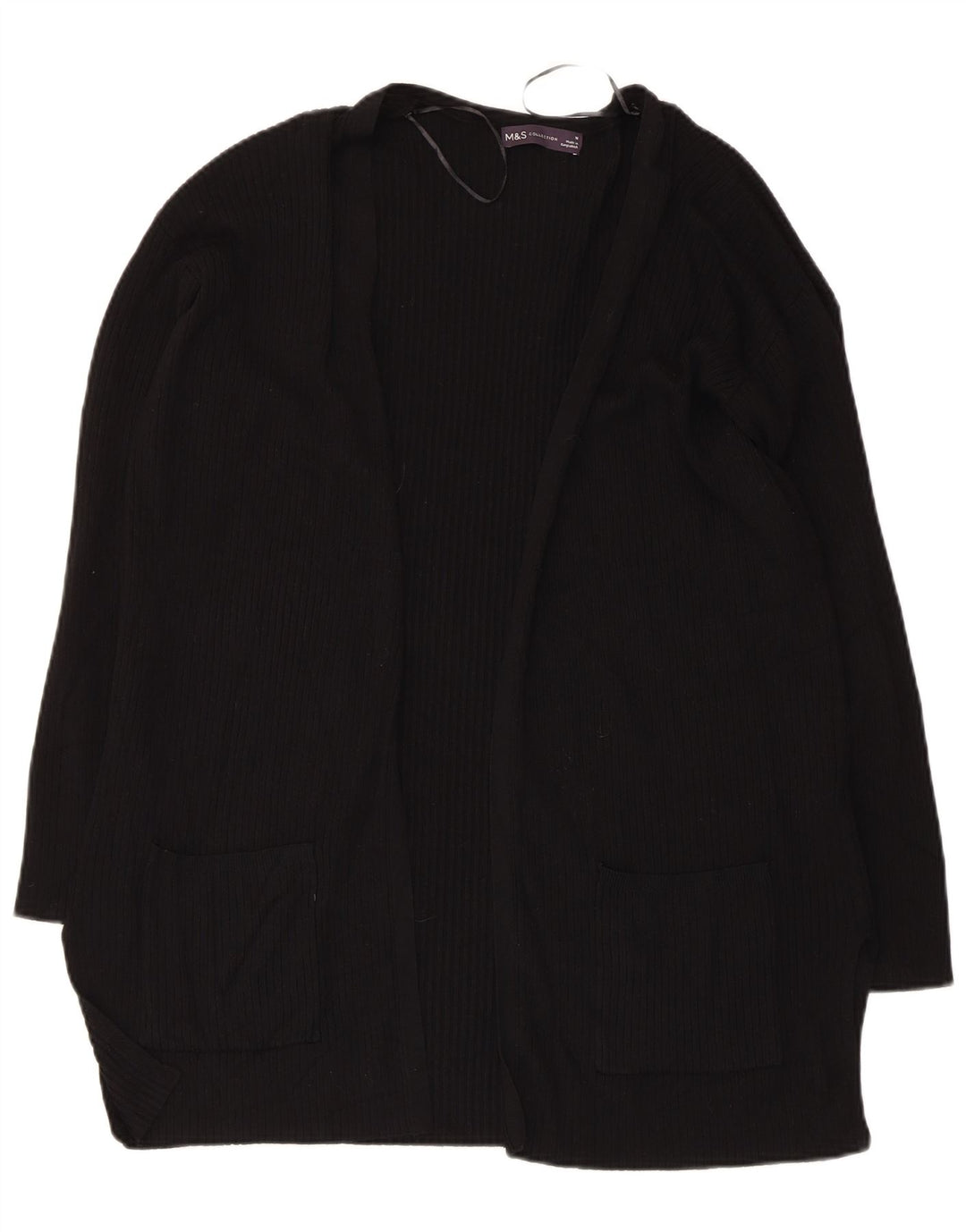 Marks & Spencer Damski sweter rozpinany UK 14 Średni czarny wiskoza