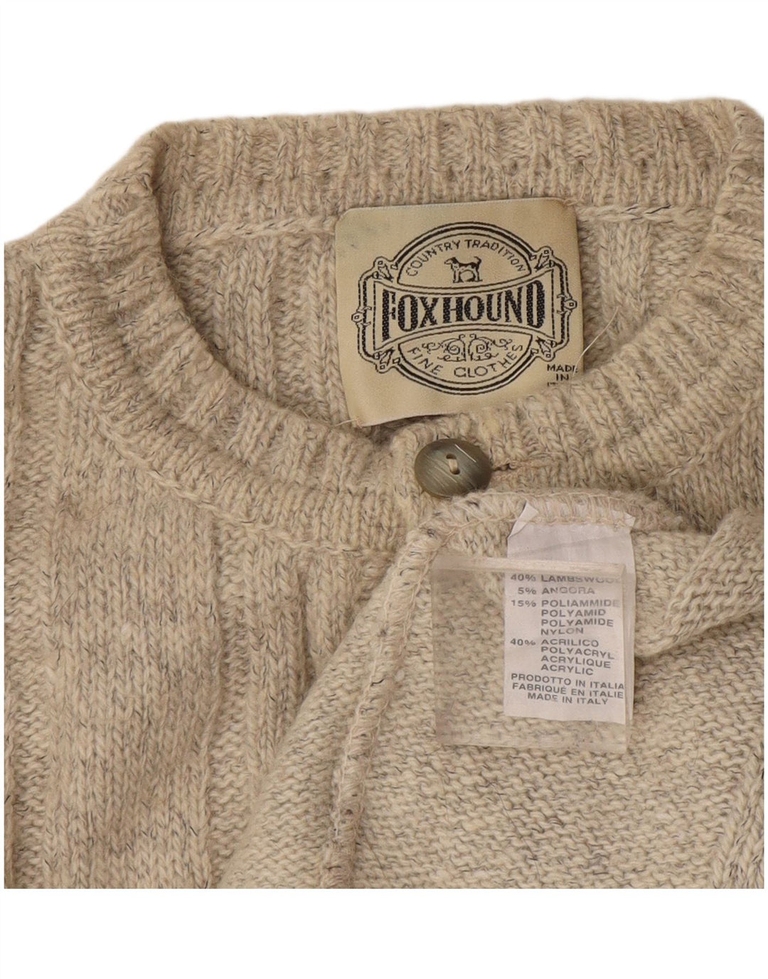 Męski sweter z okrągłym dekoltem Foxhound XL, beżowa wełna