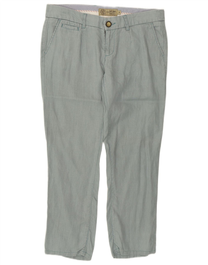 Proste spodnie damskie FAT FACE UK 10 Small W32 L25 Zielone lniane