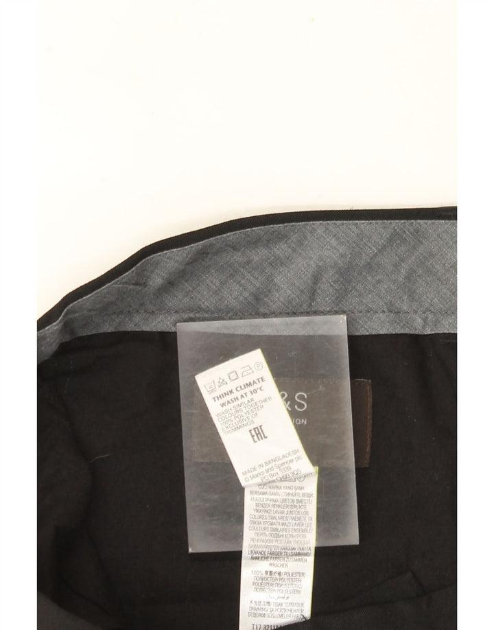 Męskie spodnie garniturowe MARKS & SPENCER o regularnym kroju W36 L33 Czarny poliester