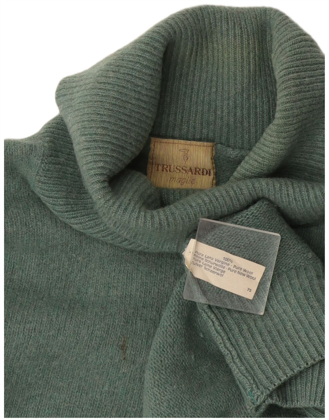 Męski sweter z golfem Trussardi, średnio zielona wełna