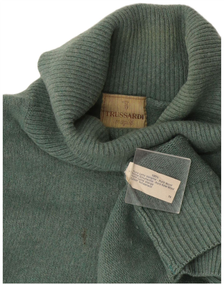 Męski sweter z golfem Trussardi, średnio zielona wełna