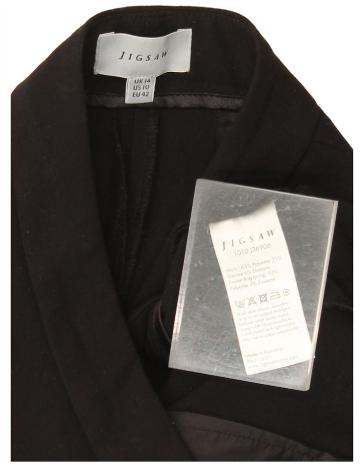 Proste, przycięte spodnie damskie JIGSAW UK 14, duże, W34, L25, czarne