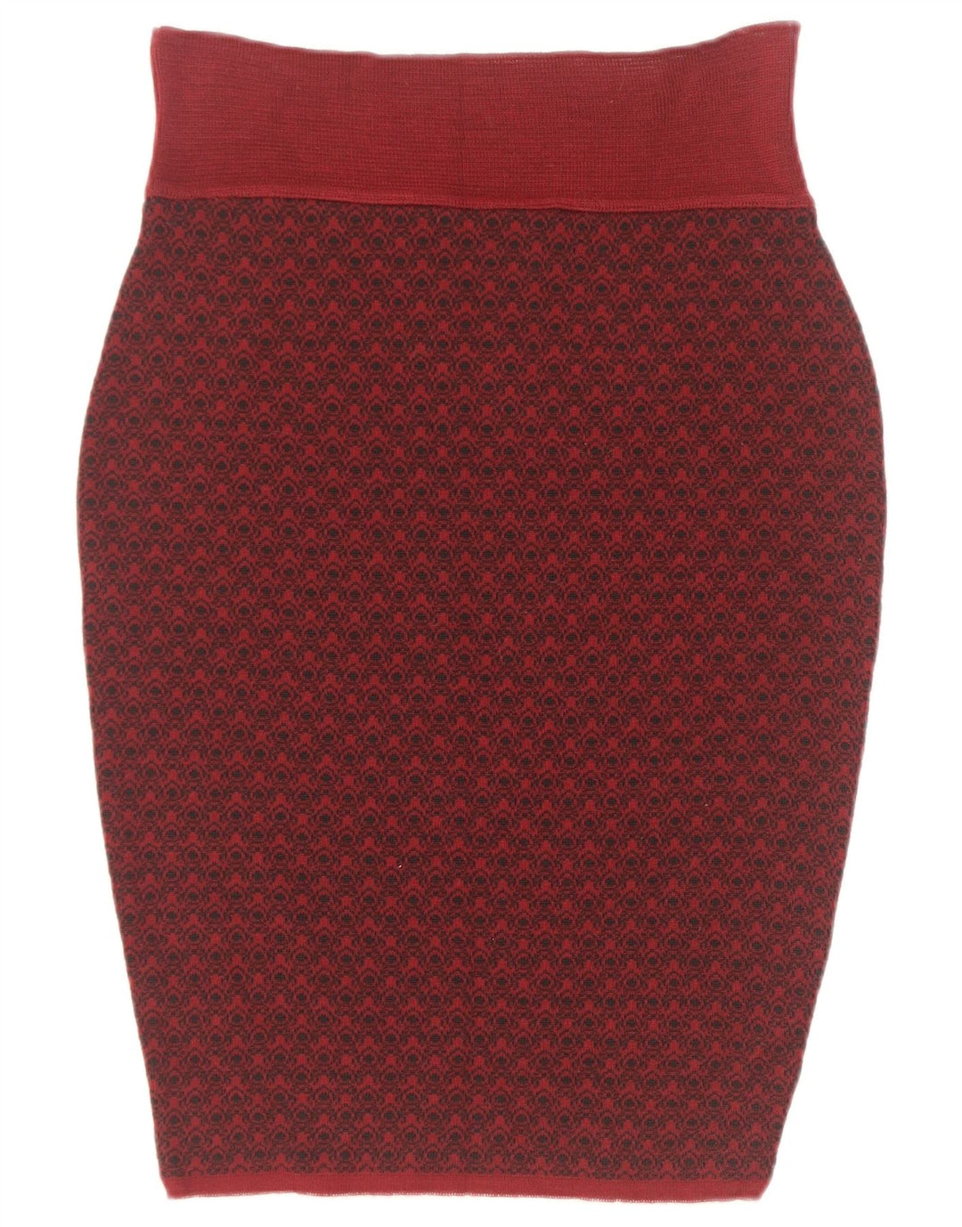Damska spódnica ołówkowa Sevres w abstrakcyjny wzór IT 44 Medium W28 Burgundowa wełna