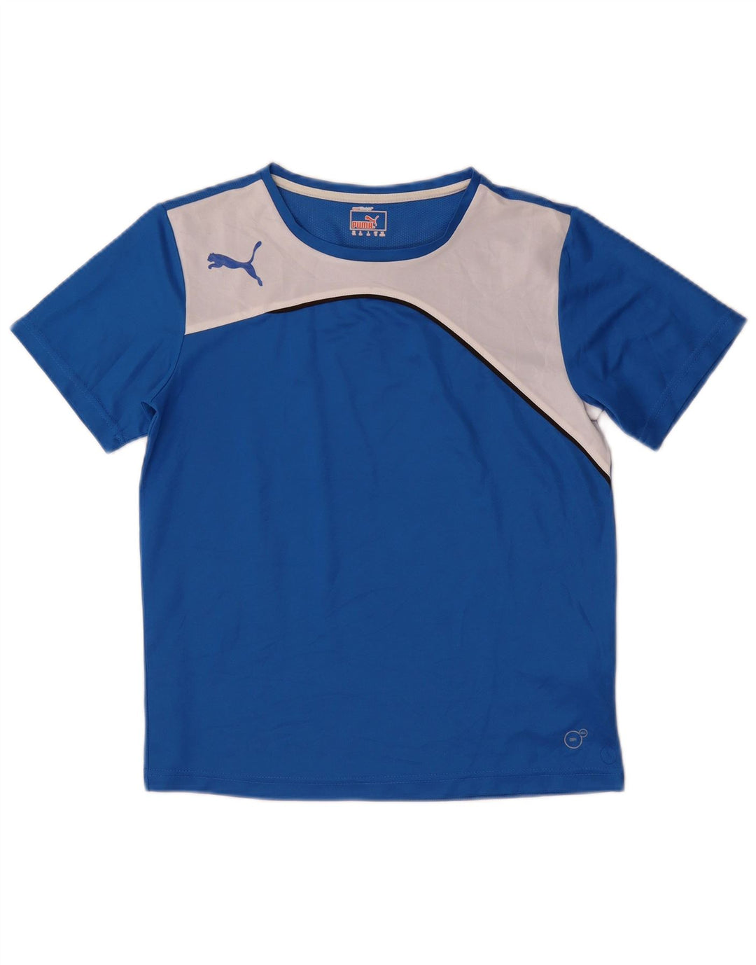 T-shirt chłopięcy Puma, 13-14 lat, niebieski, poliester z blokami kolorów
