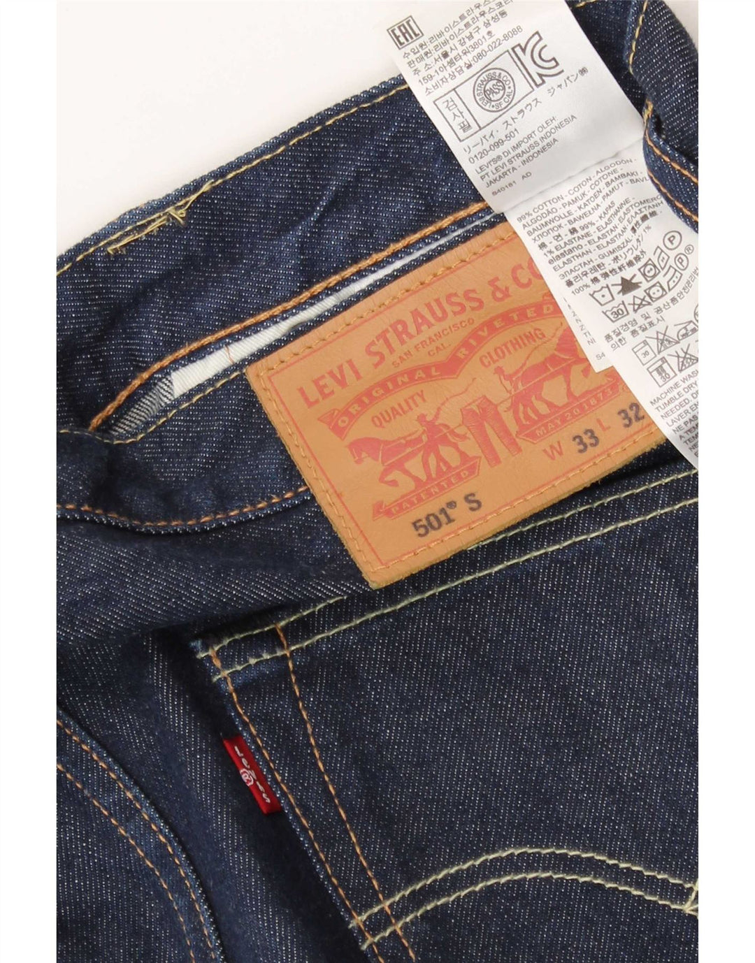 Męskie jeansy Levi's 501 Straight W33 L27 Niebieskie bawełniane