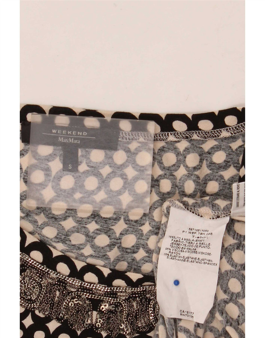 Damska bluzka weekendowa Max Mara Top UK 10 Small Black Spotted Wiskoza