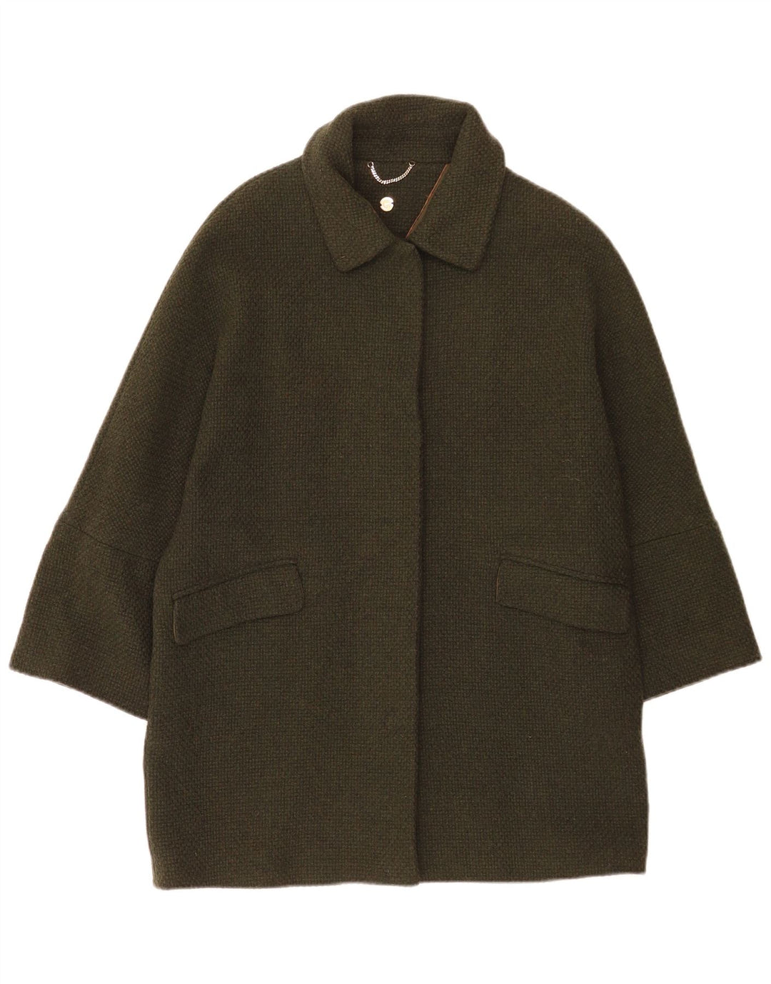 Damski płaszcz oversize Massimo Dutti UK 10 Small, wełna khaki