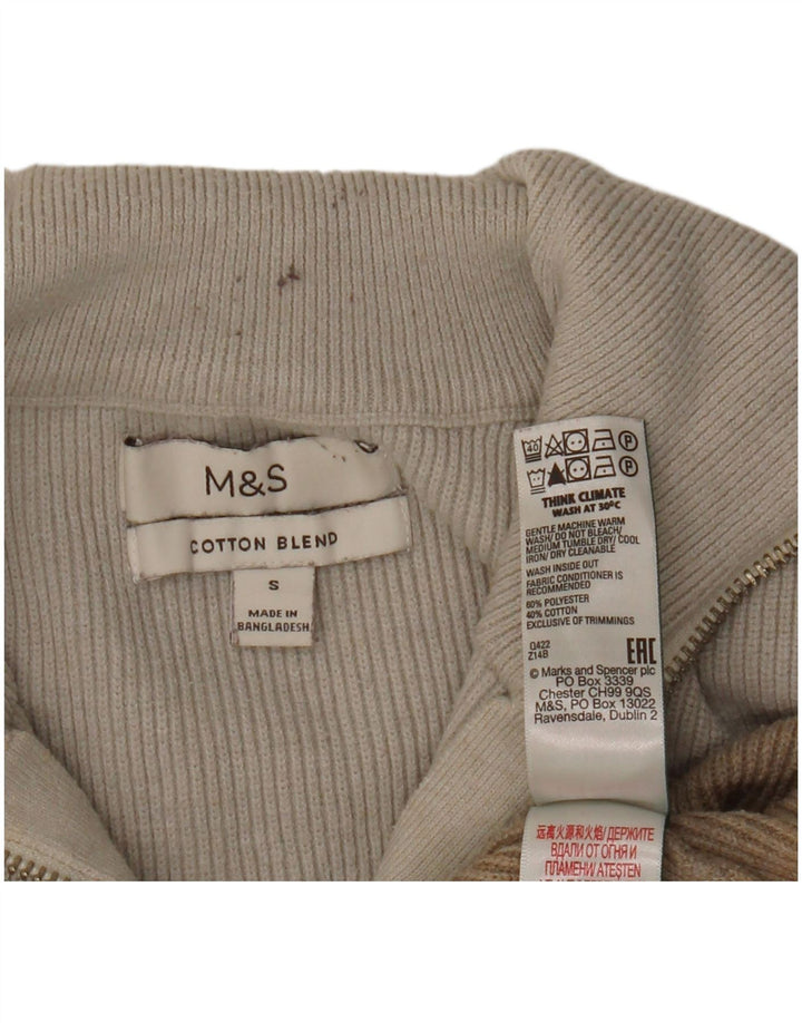Damski sweter Marks & Spencer z zamkiem błyskawicznym, UK 10, mały, szary, z blokami kolorów