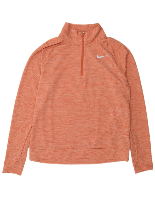 Damska bluza dresowa Nike Dri Fit z zamkiem błyskawicznym UK 14, średnia, pomarańczowa, nakrapiana