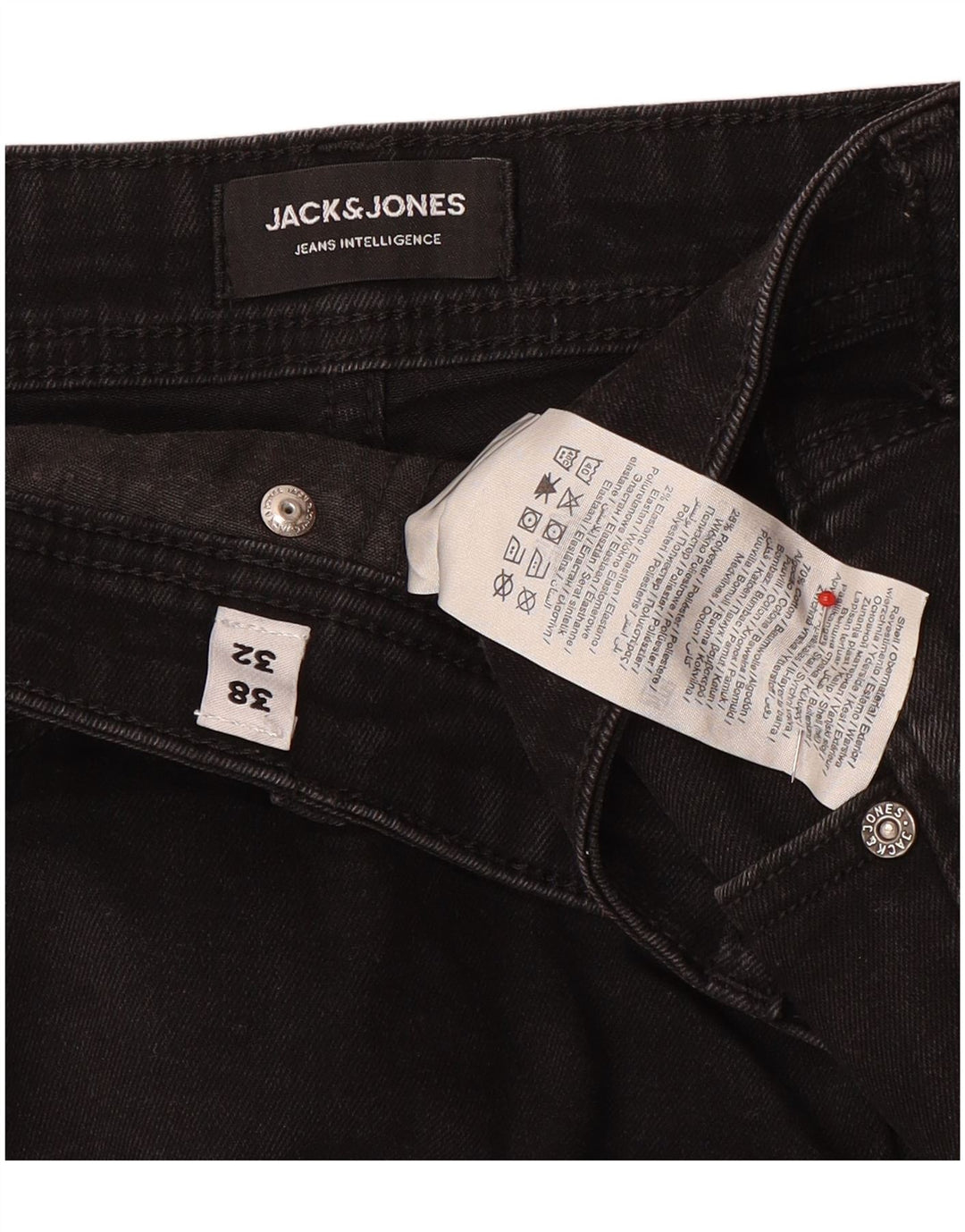 Męskie jeansy typu slim Jack & Jones W38 L32, czarne, bawełniane