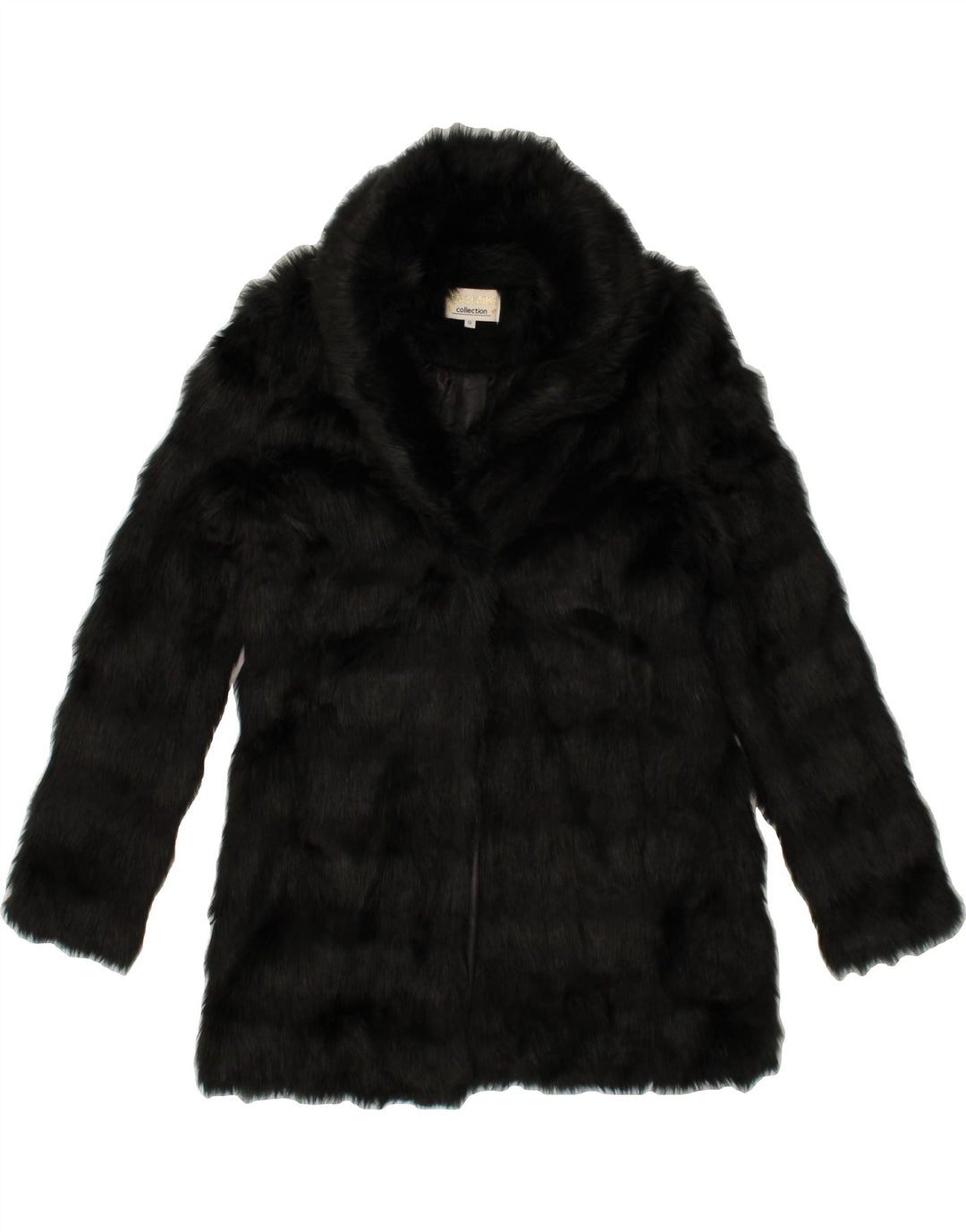 VINTAGE Womens Faux Fur Coat UK 12 Medium Black Modacryl Vintage Vintage and Second-Hand Vintage from Messina Hembry 