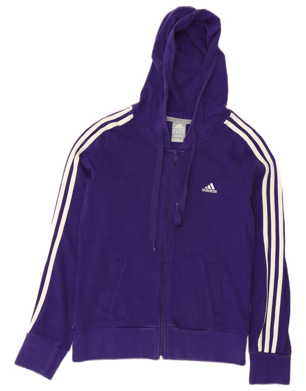 Damski sweter z kapturem i zamkiem błyskawicznym Adidas UK 12 Średni fioletowy bawełniany