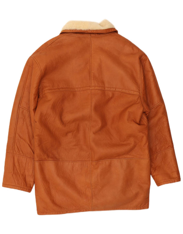 Męski płaszcz z owczej skóry VINTAGE IT 50, duży, brązowy