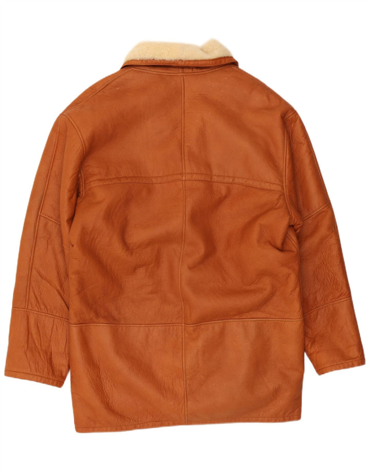 Męski płaszcz z owczej skóry VINTAGE IT 50, duży, brązowy