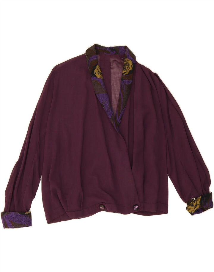 VINTAGE Womens Double Breasted Blazer Jacket UK 14 Medium Maroon Floral Vintage Vintage and Second-Hand Vintage from Messina Hembry 