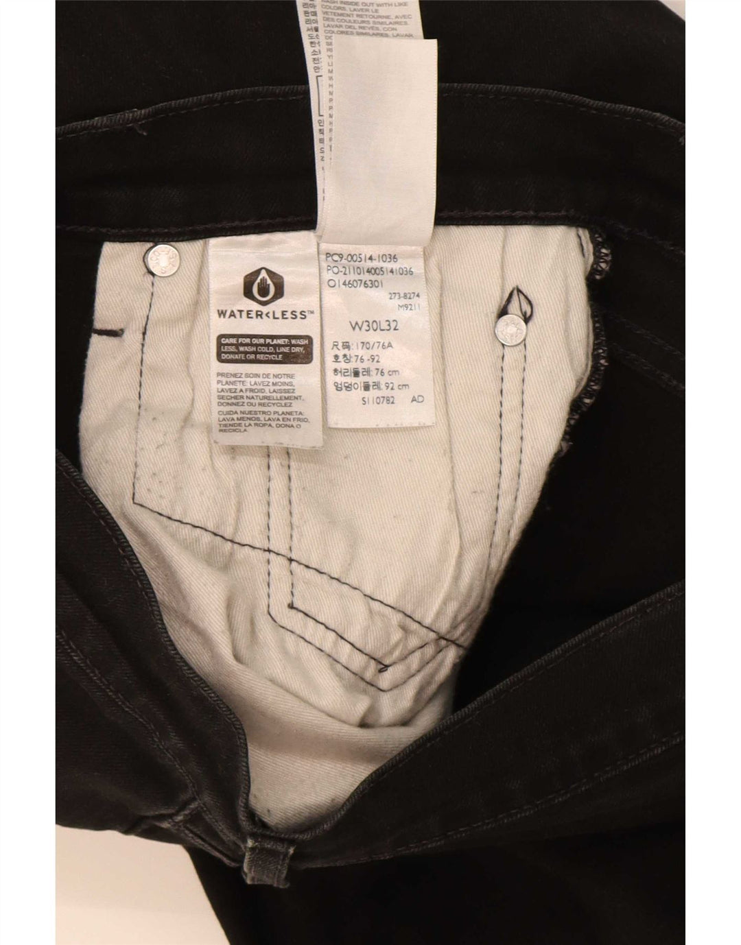 Męskie proste dżinsy Levi's W30 L32 Czarna bawełna