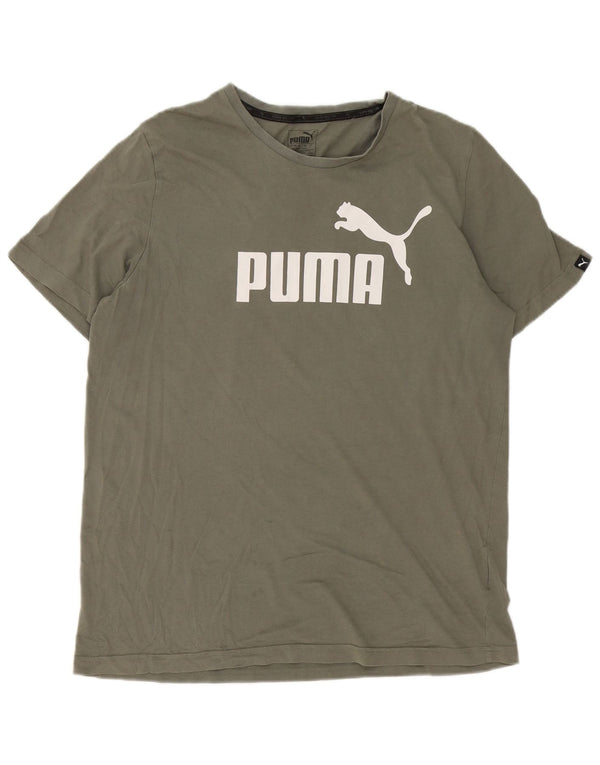 Męski T-shirt Puma z grafiką, duży, zielony, bawełniany