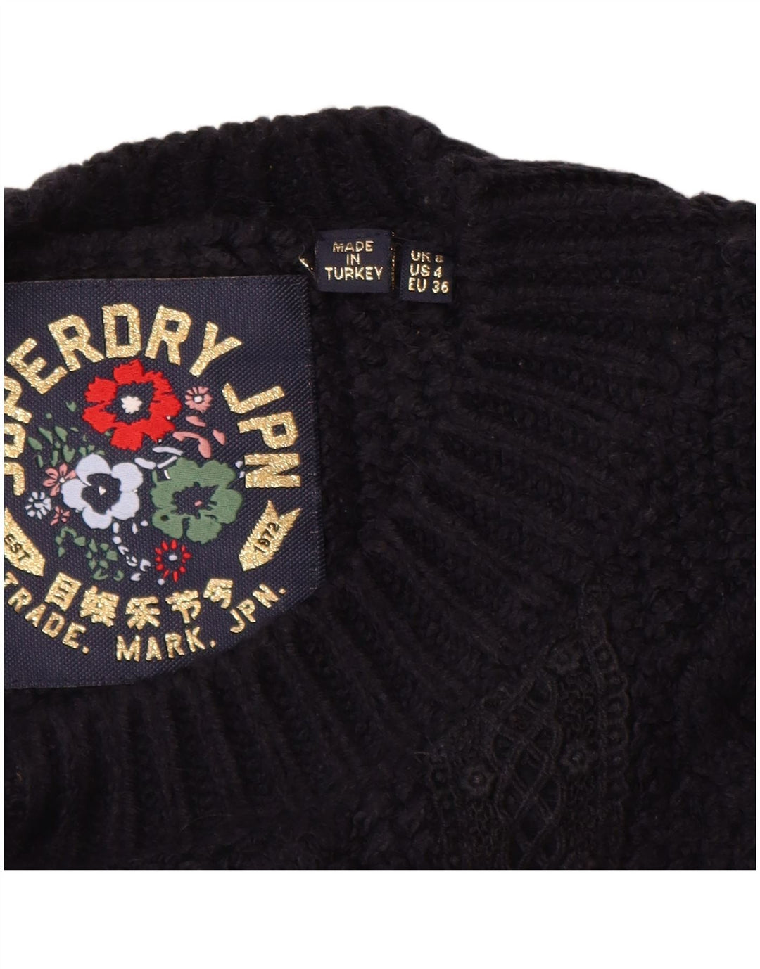 SUPERDRY Damski sweter oversize z dekoltem w łódkę UK 8, mały, granatowy