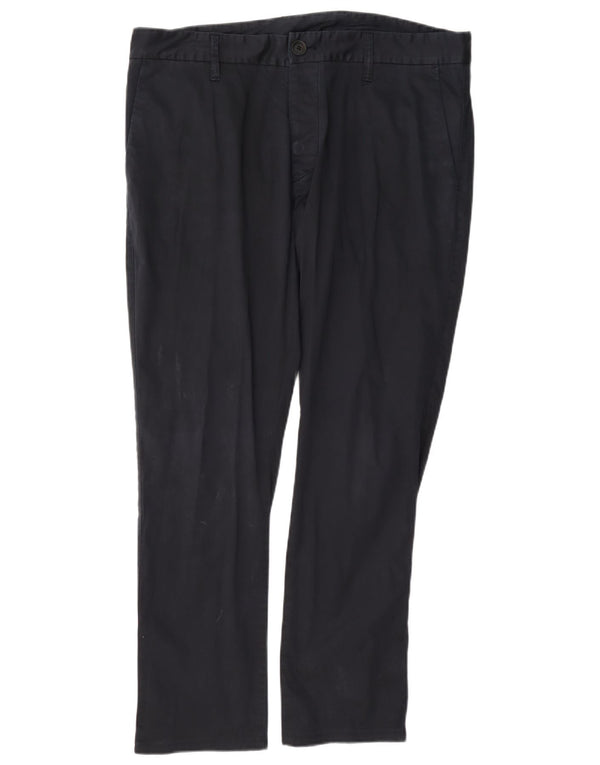 Armani Mens Straight Chino Trousers EU 52 XL W38 L29 Navy Blue Cotton