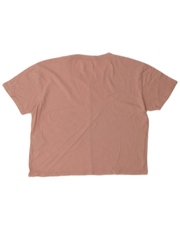 Damski T-shirt Hollister Crop Graphic Top UK 10 Small Pink Colorblock