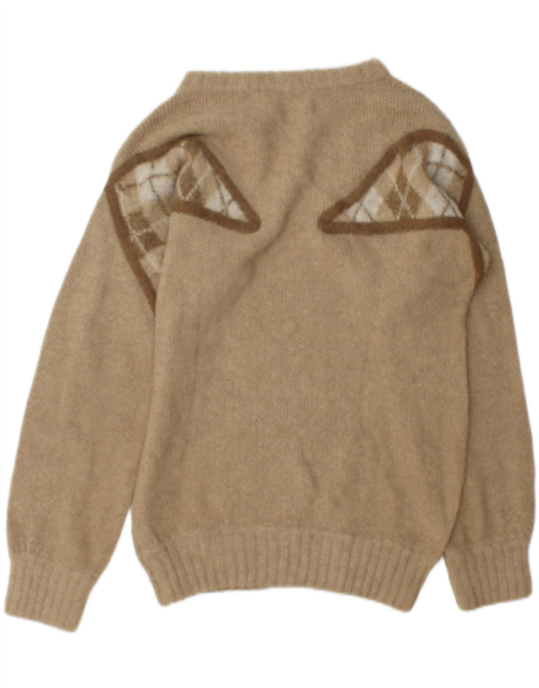 Vintage męski sweter z dekoltem w łódkę, średnio zielony, geometryczny