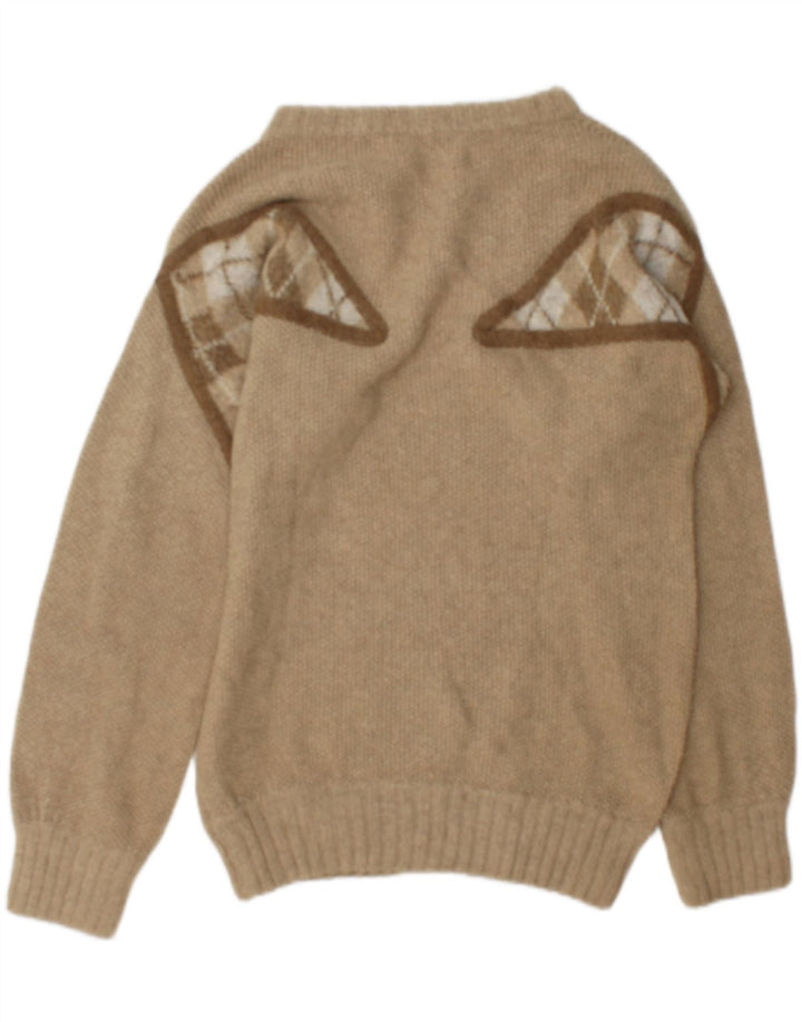 Vintage męski sweter z dekoltem w łódkę, średnio zielony, geometryczny