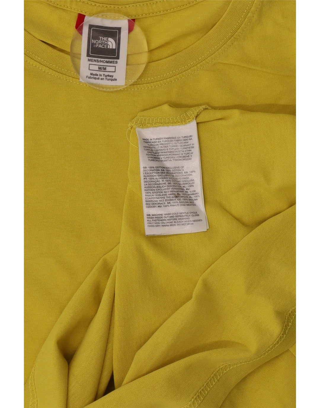 Męski T-shirt z grafiką The North Face, średni żółty, bawełniany
