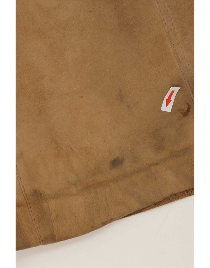 Vintage damski płaszcz z owczej skóry UK 14 średniej beżowej skóry