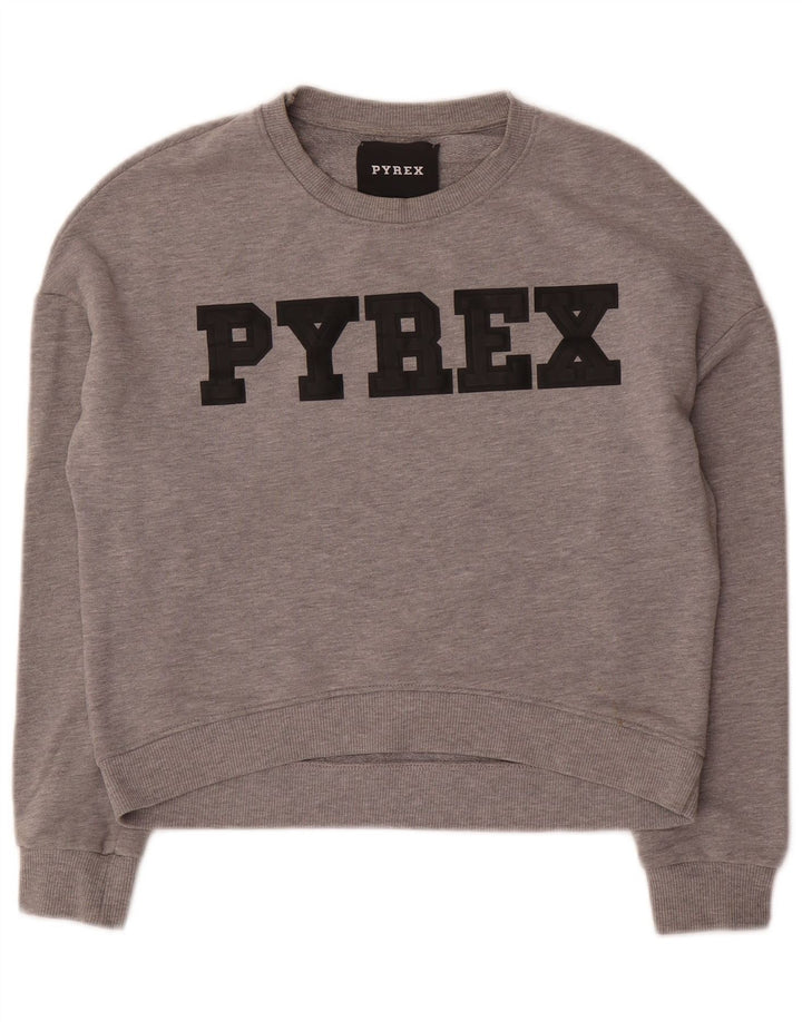 Damska bluza oversize z grafiką Pyrex, UK 10, mała szara