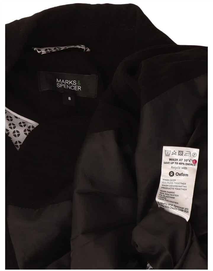Marks & Spencer Damska marynarka zapinana na 2 guziki, UK 8, mała, czarna, poliester