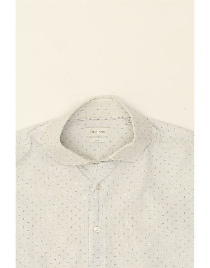 CALVIN KLEIN Mens Fitted Shirt Size 16 1/2 Large White Check Cotton Vintage Calvin Klein and Second-Hand Calvin Klein from Messina Hembry 