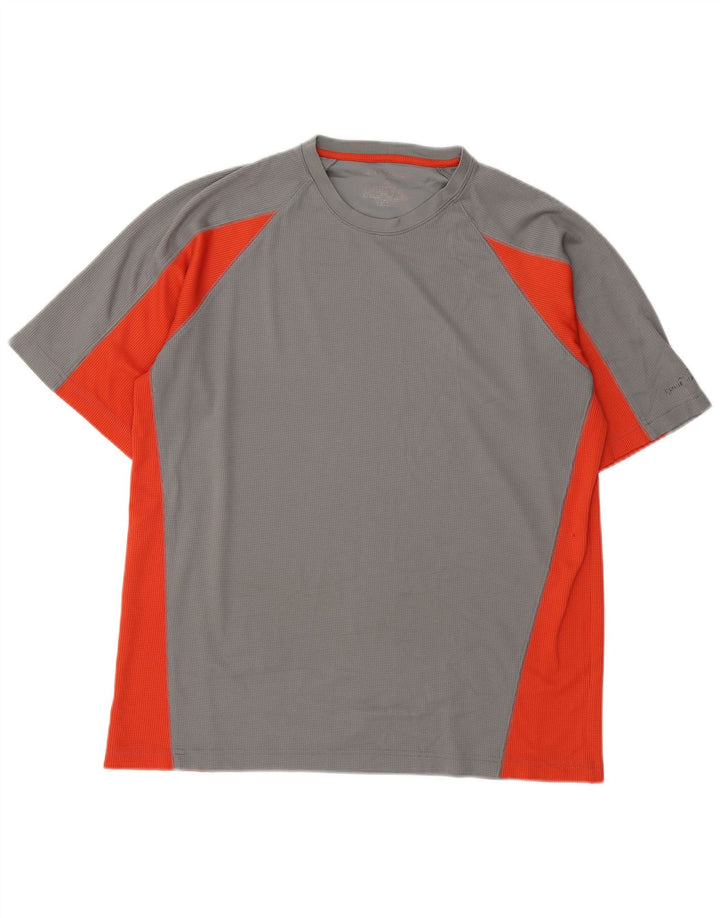 T-shirt męski EDDIE BAUER, duży, szary, z blokami kolorów, poliester