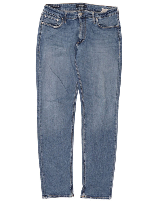 Jack & Jones Mens Clark Straight Jeans W34 L34 Blue Cotton