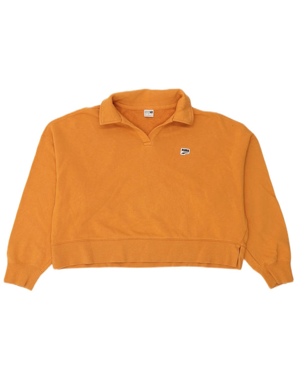 Damska bluza typu oversize Puma Crop Polo z dekoltem UK 16, duża, żółta