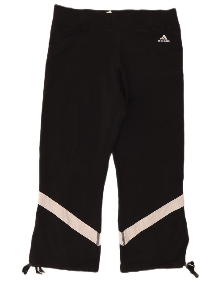 Damskie legginsy Adidas Capri UK 14, duży czarny poliester z blokami kolorów