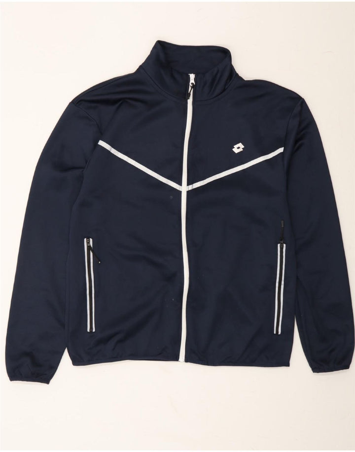 LOTTO Mens Tracksuit Top Jacket Large Navy Blue Polyester Vintage Lotto and Second-Hand Lotto from Messina Hembry 