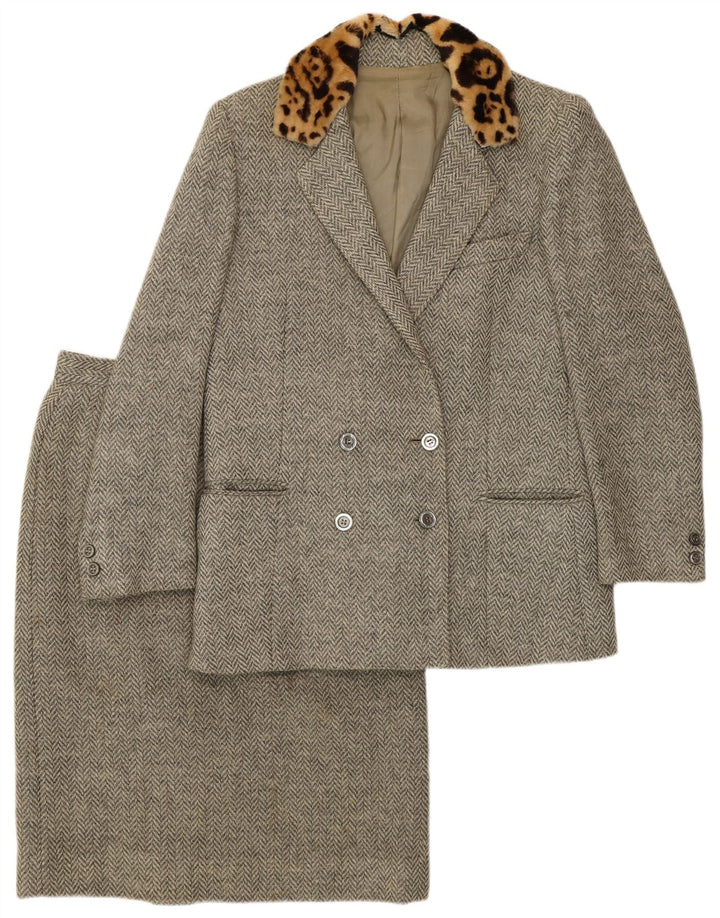 Dwuczęściowy zestaw spódnic damskich w stylu vintage IT 44 Medium W28 Szara jodełka