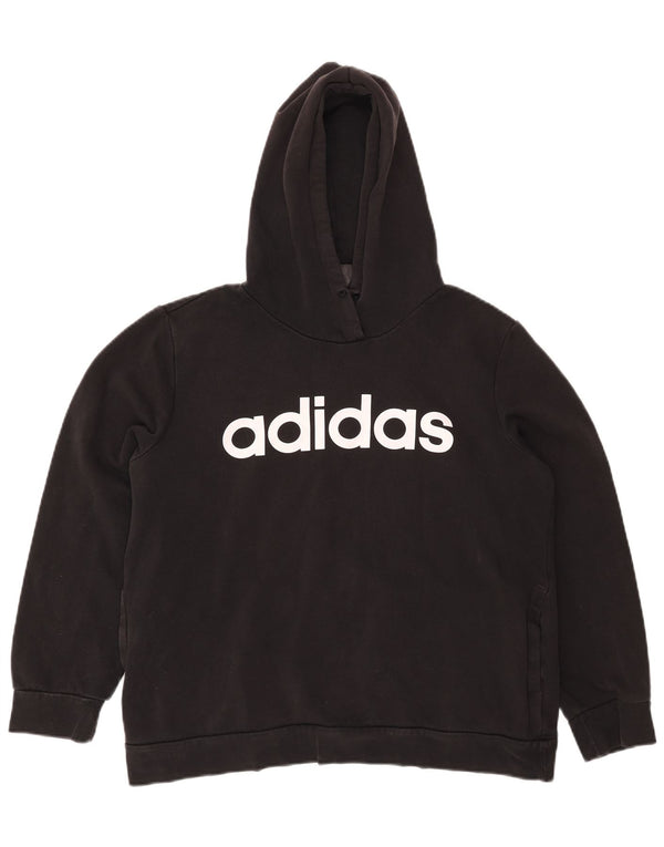 Damska bluza z kapturem Adidas Graphic Oversized UK 20/22 XL Czarna bawełna