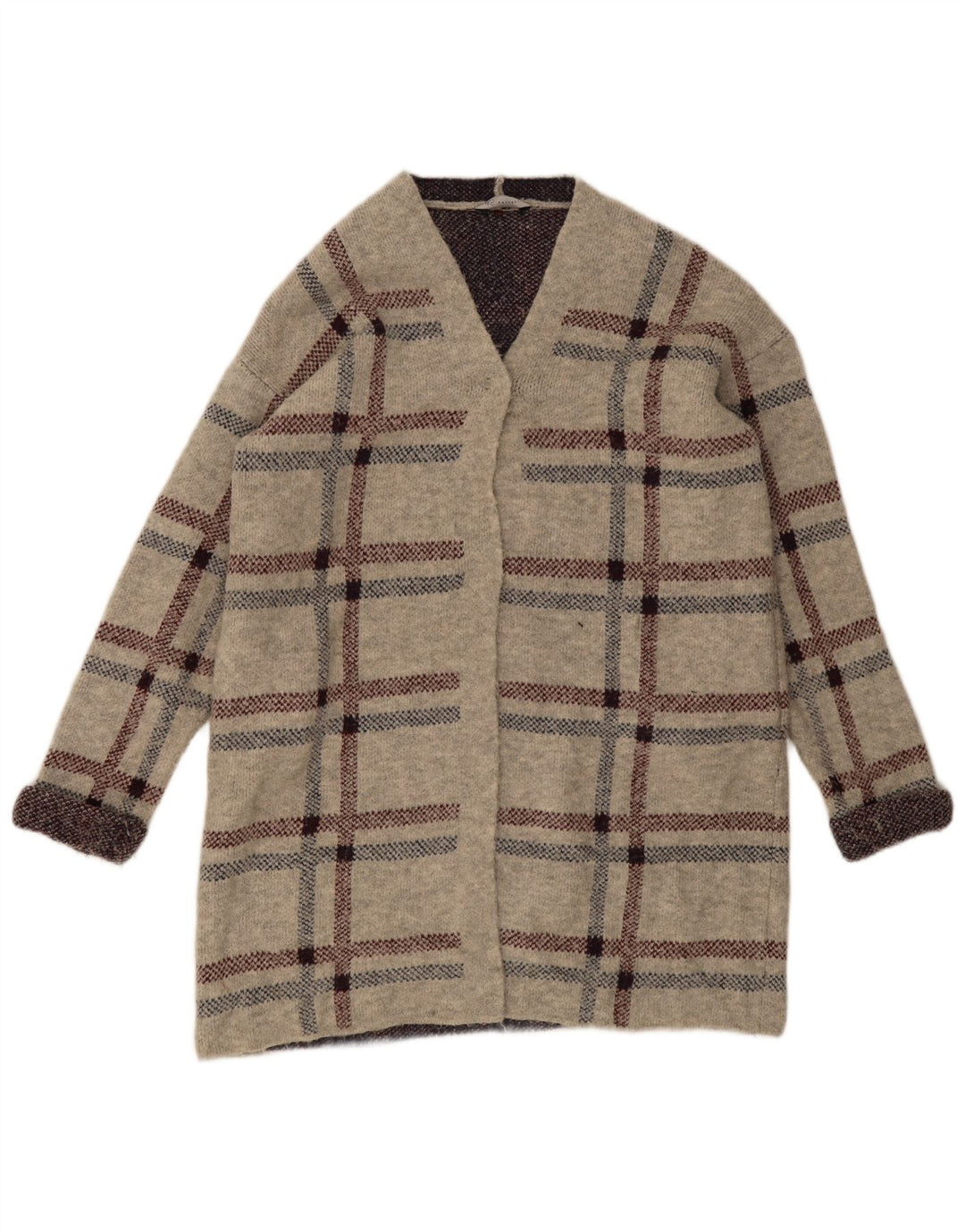 Sweter damski Marks & Spencer Longline Cardigan UK 16, duża, szara krata