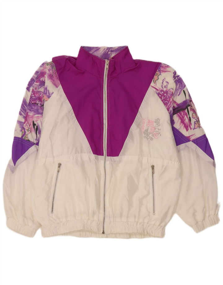 Damska bluza dresowa w stylu vintage, oversize, EU 36, mała, biała, z blokami kolorów
