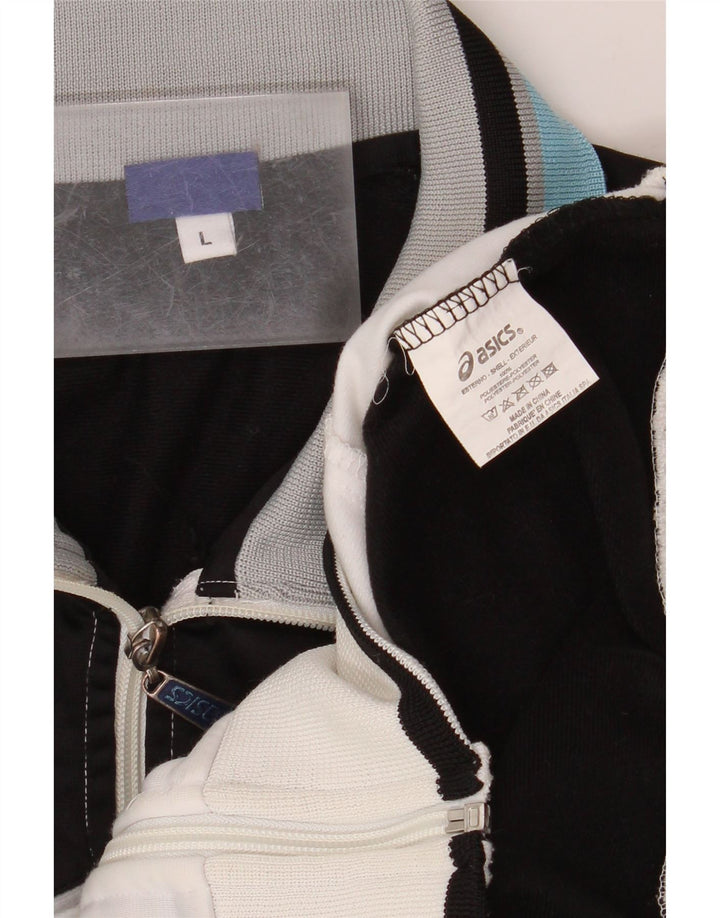 Męska kurtka dresowa ASICS, duża, biała, poliestrowa z blokami kolorów