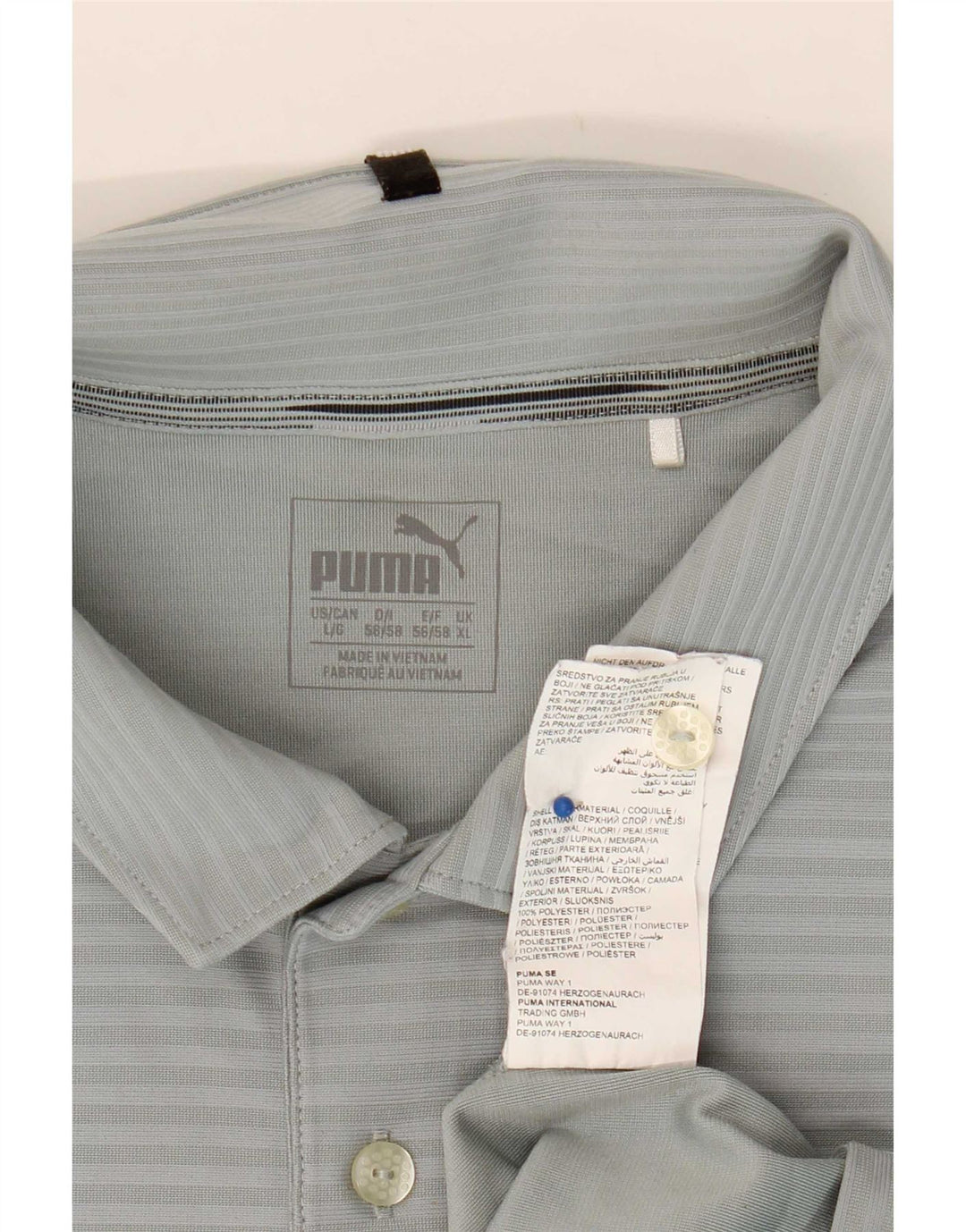Męska koszulka polo Puma XL, szara, poliestrowa w prążki