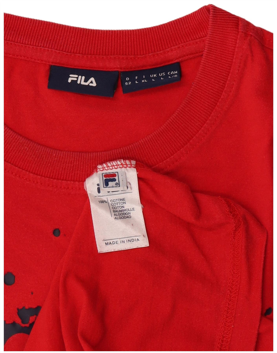 Męski T-shirt z grafiką Fila, duży, czerwony, bawełniany
